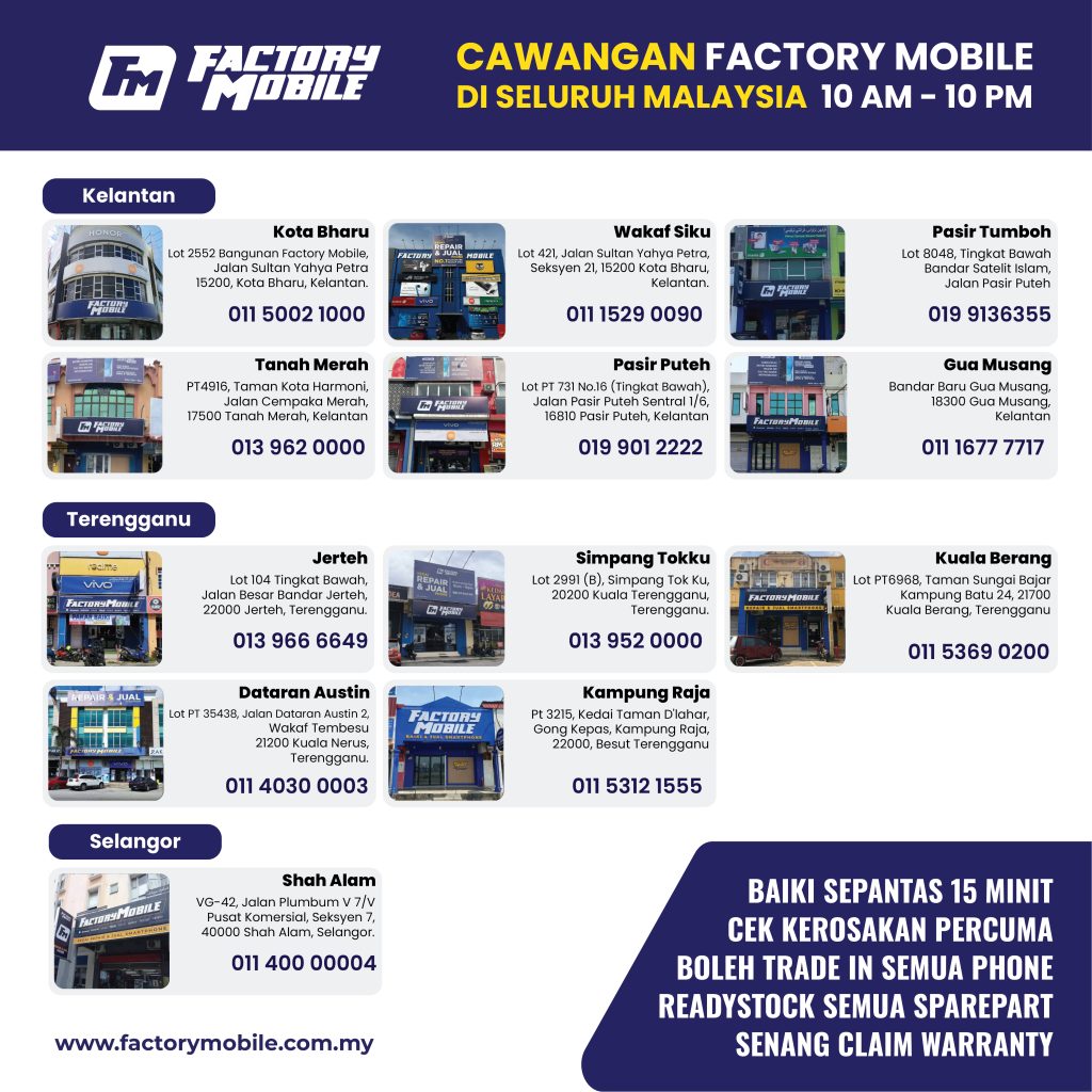 senarai cawangan Factory Mobile seluruh Malaysia