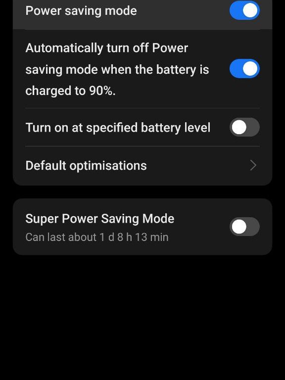 android smartphone power saving mode