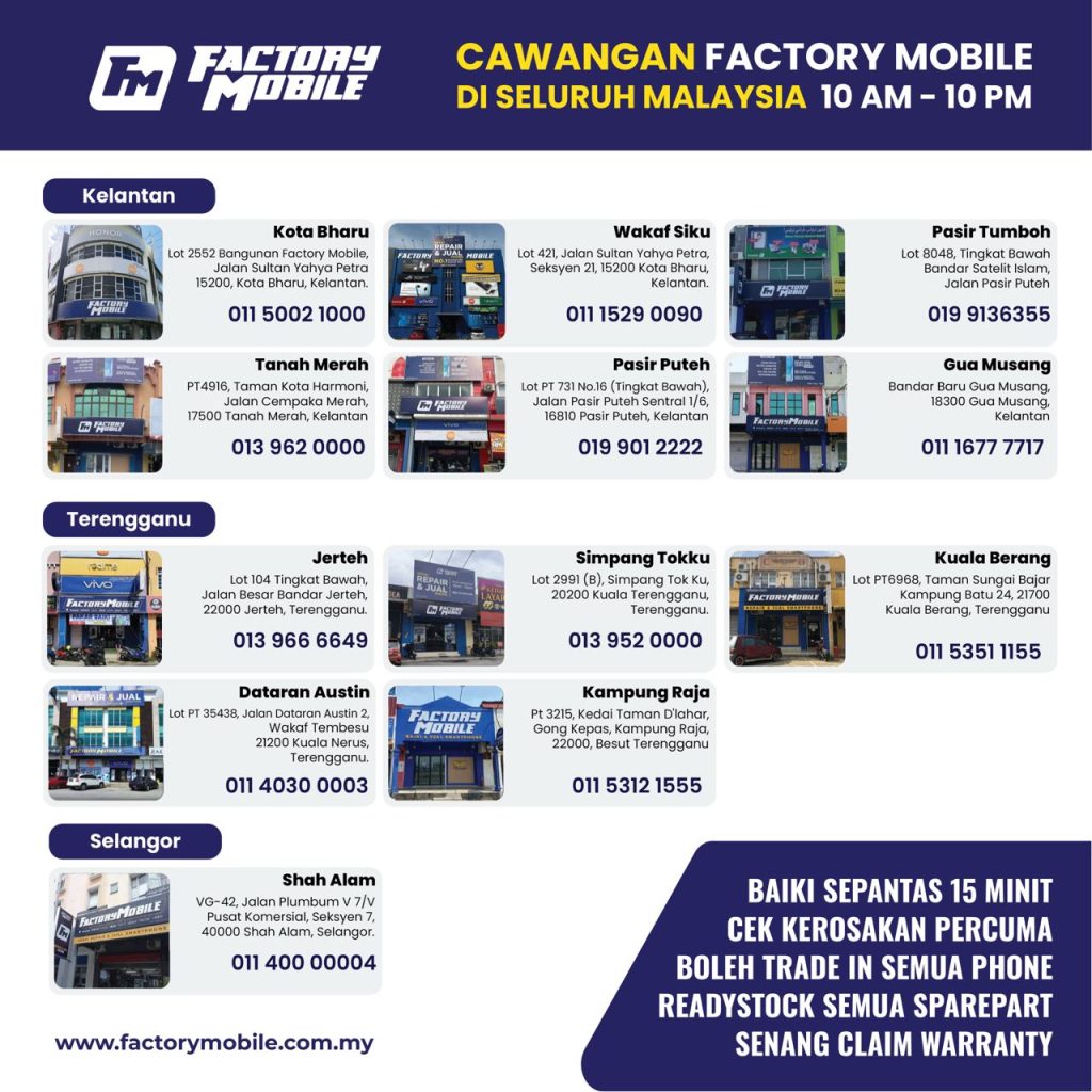 senarai cawangan factory mobile