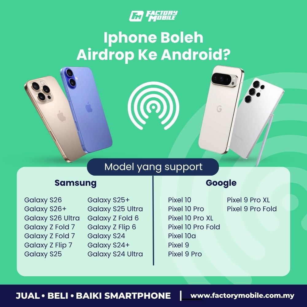 Senarai model android support AirDrop